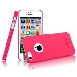 艾美克(IMAK) 苹果Apple iPhone5 超薄磨砂彩壳 含屏幕保护贴 (玫红色)